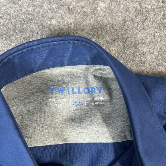 Twillory Shirt Mens Medium Tailored Fit Performance Button Down Blue Golf Preppy - Picture 4 of 9